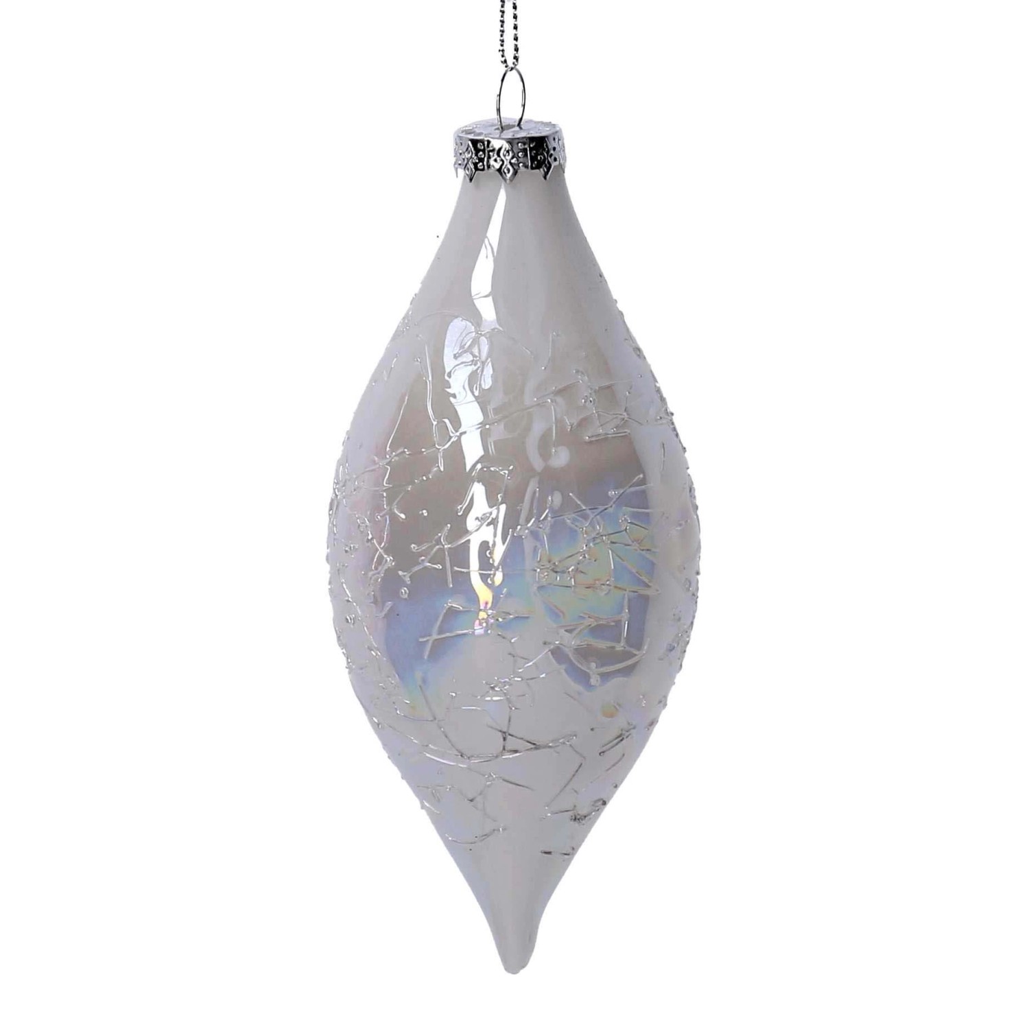 Pallina di Natale in vetro bianca Ø6xh15 cm Pallina di Natale in vetro bianca Ø6xh15 cm