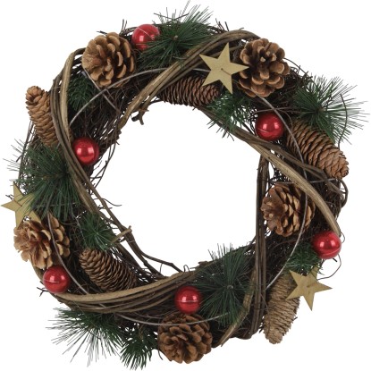 Ghirlanda Natalizia Corona con pigne e stelle Ø 35 cm Ghirlanda Natalizia Corona con pigne e stelle Ø 35 cm