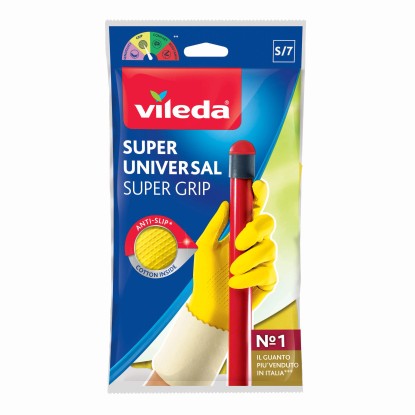 Guanti antiscivolo in lattice Vileda Super Universal Grip tg S Guanti antiscivolo in lattice Vileda Super Universal Grip tg S
