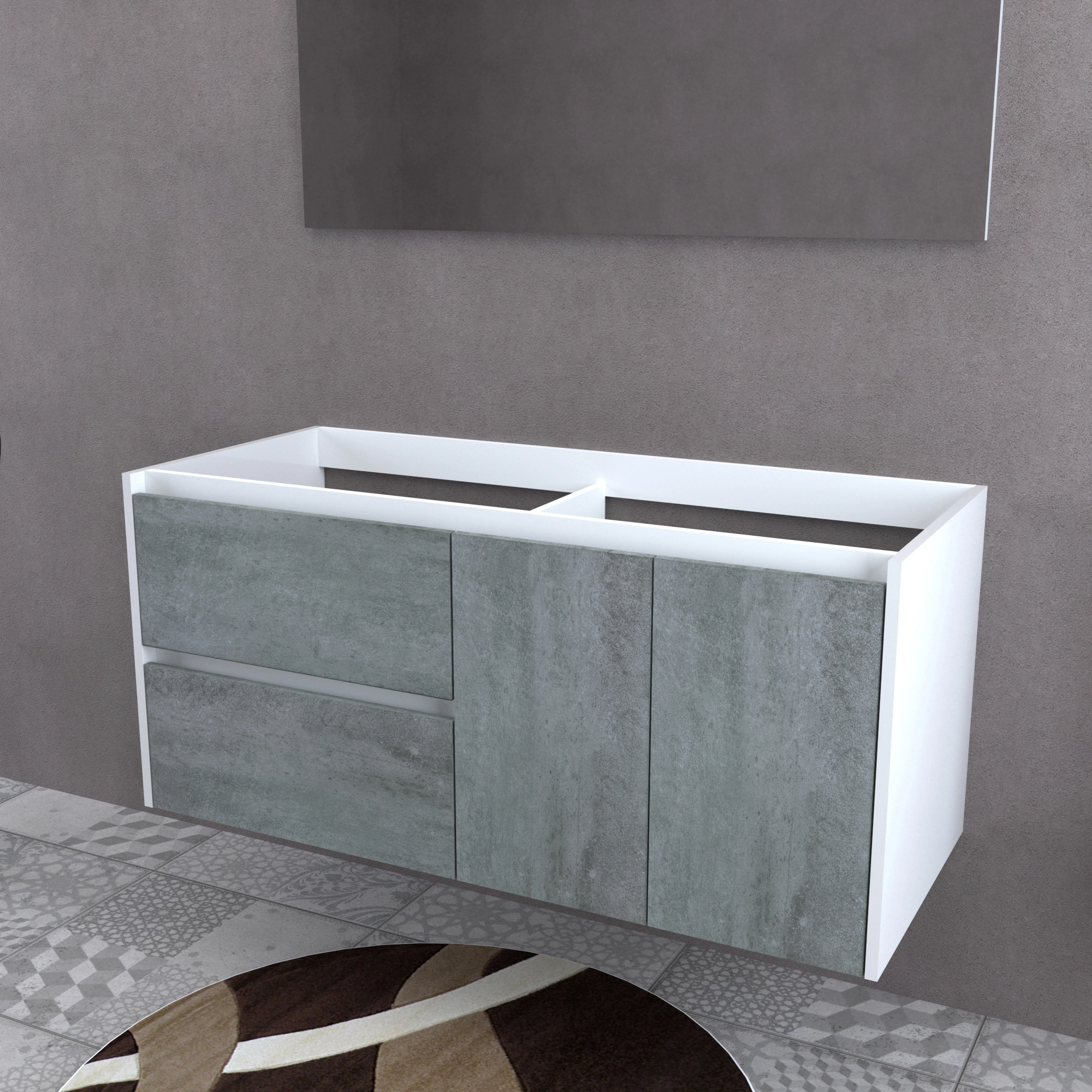 Base Lavabo A Incasso A Destra 120x50 Cm Bianco Cemento OBI