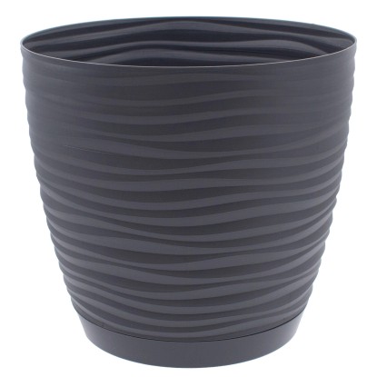 Vaso per piante Sahara in plastica con sottovaso ø 15 cm antracite Vaso per piante Sahara in plastica con sottovaso ø 15 cm antracite