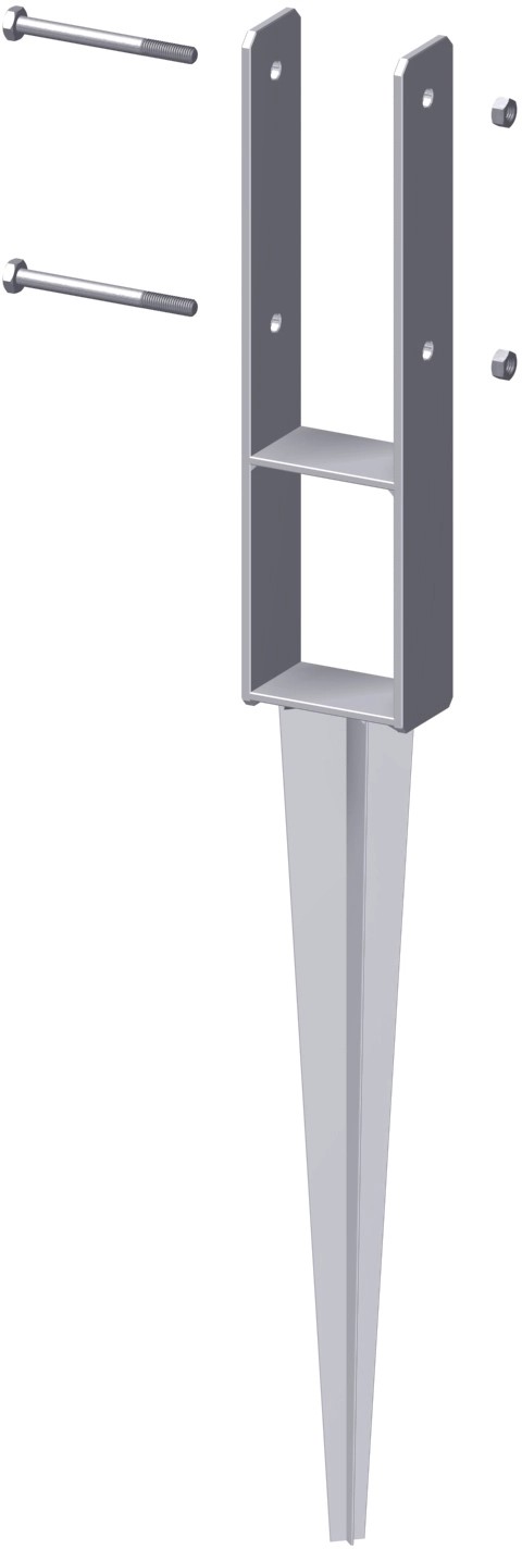 Staffa porta-palo da ancorare nel terreno per pali 9x9 cm Staffa porta-palo da ancorare nel terreno per pali 9x9 cm