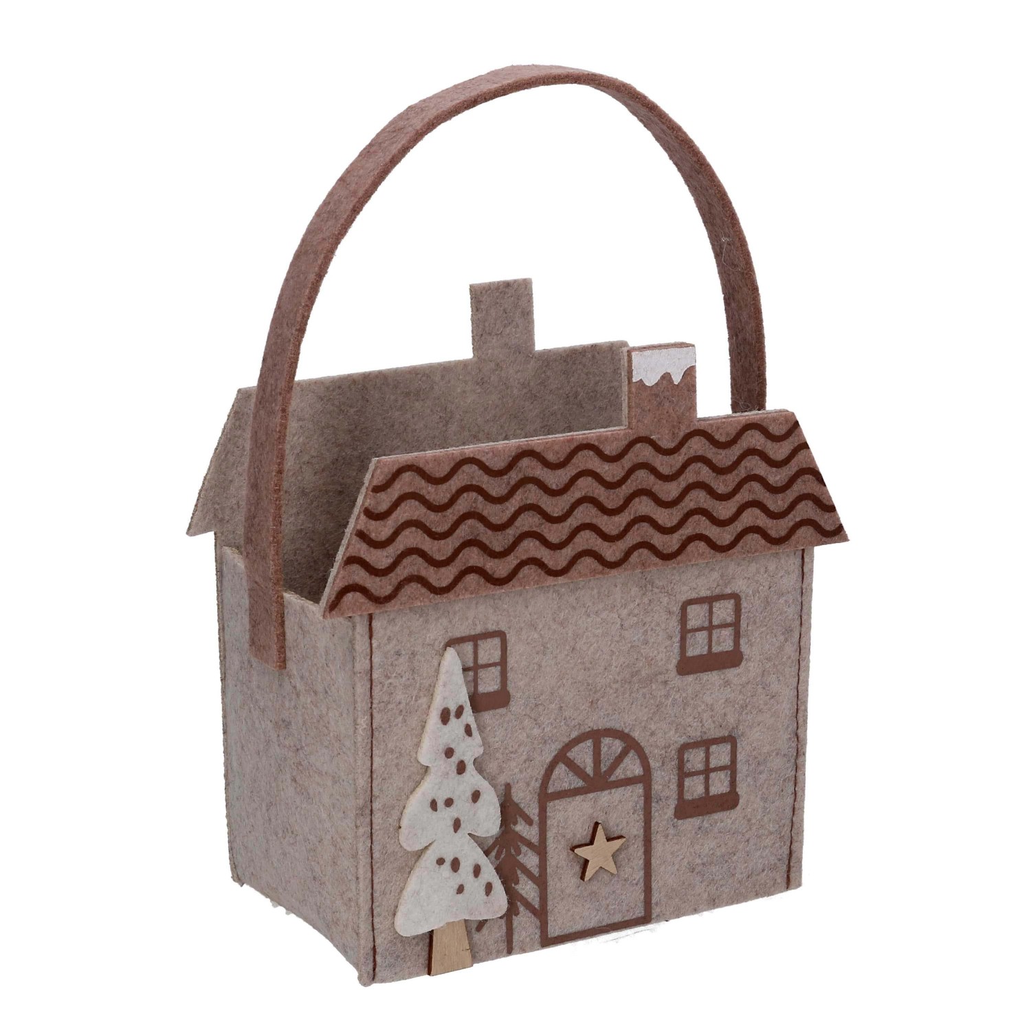 Borsa in feltro casetta beige 13x7,5h14/20 cm Borsa in feltro casetta beige 13x7,5h14/20 cm