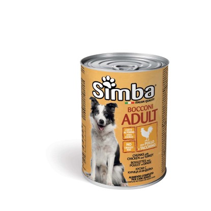 Cibo umido per cani Simba Bocconi pollo e tacchino lattina 415 g Cibo umido per cani Simba Bocconi pollo e tacchino lattina 415 g