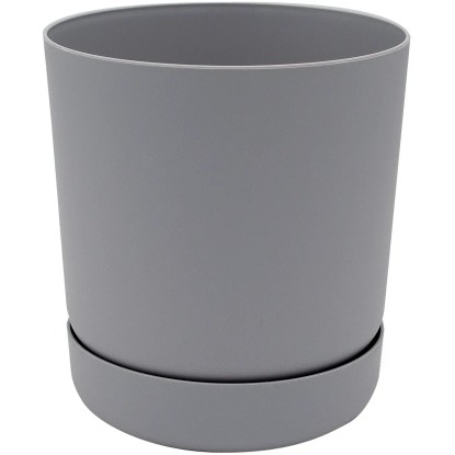 Vaso per piante Santina in palstica con sottovaso ø 15 cm platino Vaso per piante Santina in palstica con sottovaso ø 15 cm platino