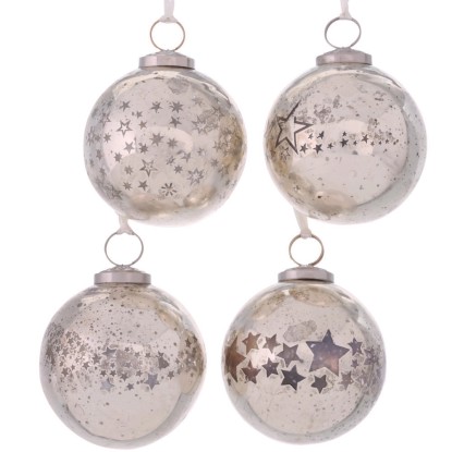 Pallina di Natale in vetro Starletti Ø 8 cm modelli assortiti Pallina di Natale in vetro Starletti Ø 8 cm modelli assortiti