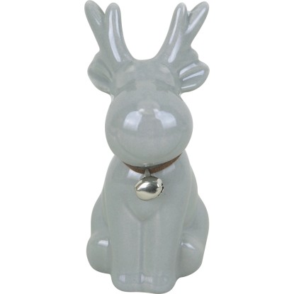 Renna Mommel in porcellana grigio 8x5x11 cm Renna Mommel in porcellana grigio 8x5x11 cm