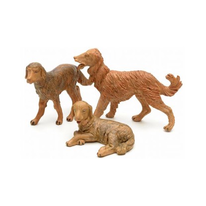 Cani per presepe assortiti effetto legno 12 cm Cani per presepe assortiti effetto legno 12 cm