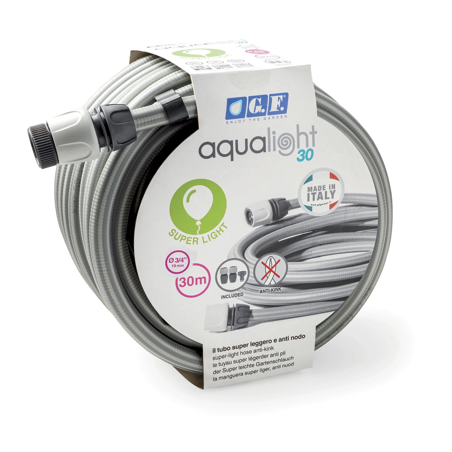 Tubo irrigazione anti-torsione AQUALIGHT 30 m x Ø 19 mm grigio Tubo irrigazione anti-torsione AQUALIGHT 30 m x Ø 19 mm grigio