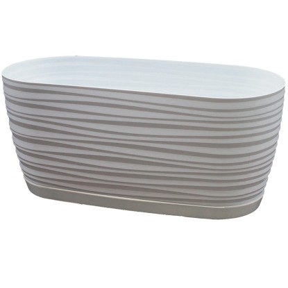 Cassetta portafiori Sahara in plastica con sottovaso 12x27x13 cm bianco Cassetta portafiori Sahara in plastica con sottovaso 12x27x13 cm bianco