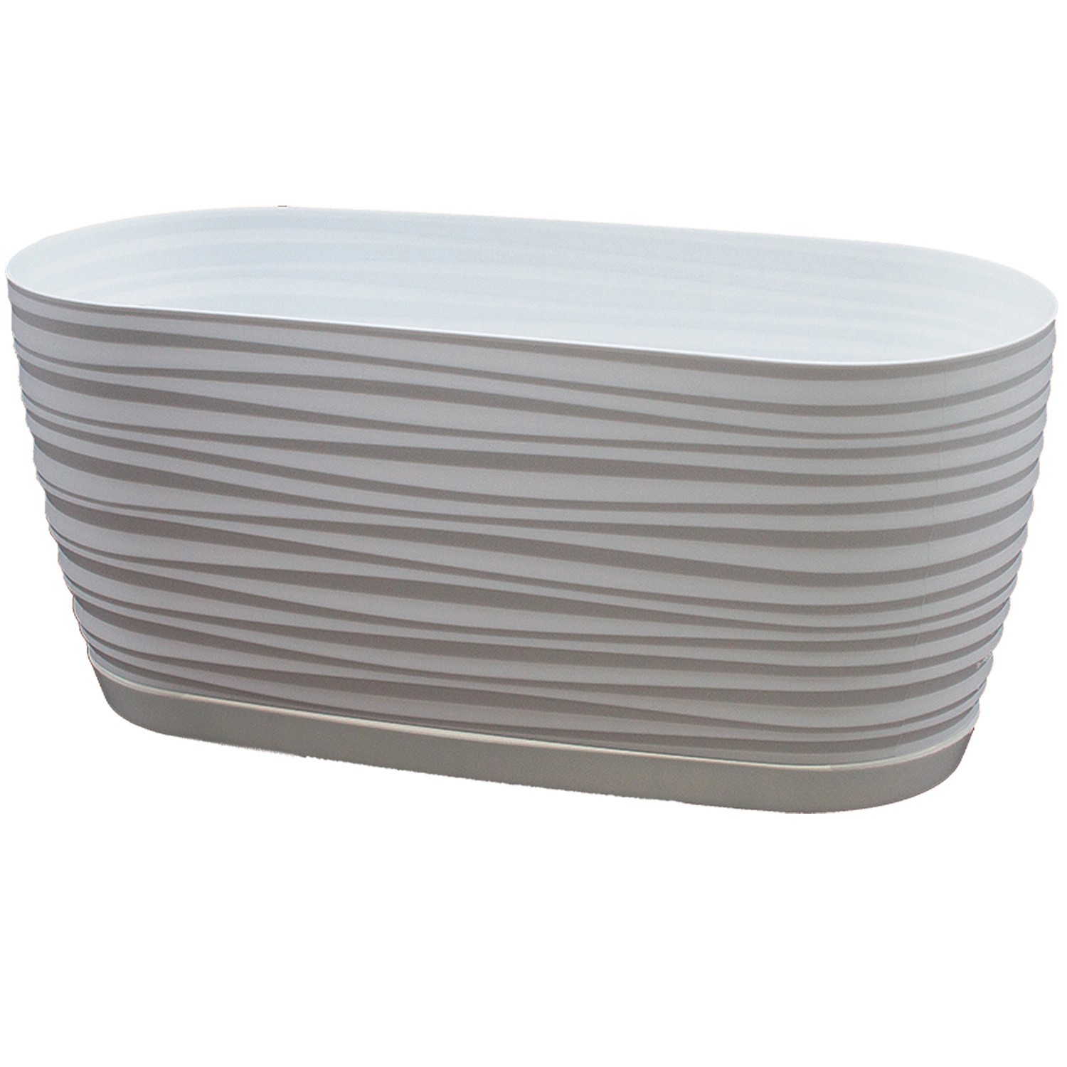 Cassetta portafiori Sahara in plastica con sottovaso 12x27x13 cm bianco Cassetta portafiori Sahara in plastica con sottovaso 12x27x13 cm bianco