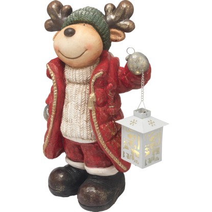 Renna con lanterna luminosa 1 LED bianco caldo 28.5x20x42 xm Renna con lanterna luminosa 1 LED bianco caldo 28.5x20x42 xm