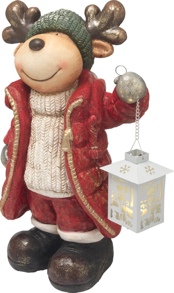 Renna con lanterna luminosa 1 LED bianco caldo 28.5x20x42 xm Renna con lanterna luminosa 1 LED bianco caldo 28.5x20x42 xm