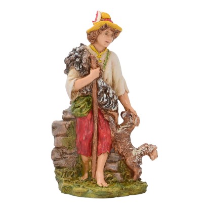 Pastore con cane per presepe in pvc 12 cm Pastore con cane per presepe in pvc 12 cm