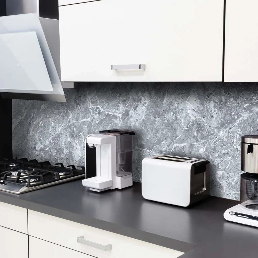 Paraschizzi Autoadesivo ignifugo Grey Marble 260x60 cm Paraschizzi Autoadesivo ignifugo Grey Marble 260x60 cm