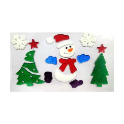 Vetrofania natalizia in gel Snowman 15x25cm Vetrofania natalizia in gel Snowman 15x25cm