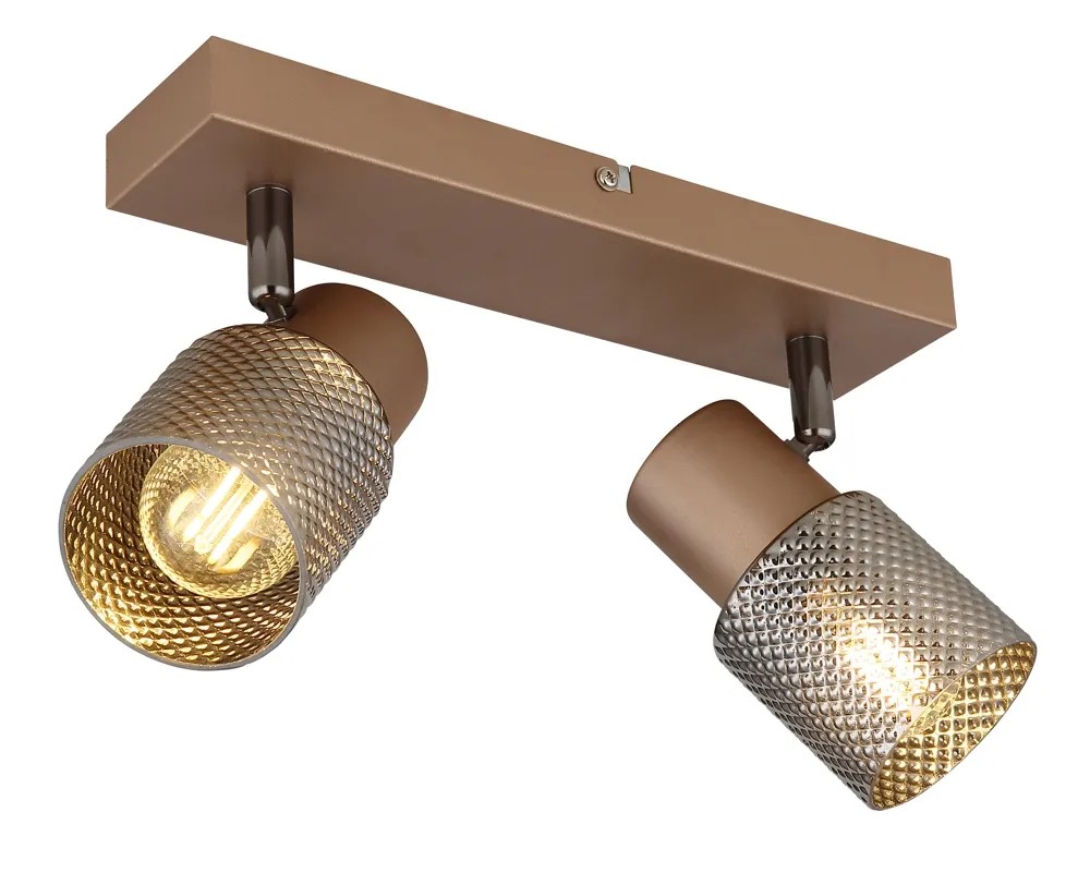 Faretto 2 luci Globo Satella 26x12x12,5 cm metallo caffè satinato Faretto 2 luci Globo Satella 26x12x12,5 cm metallo caffè satinato