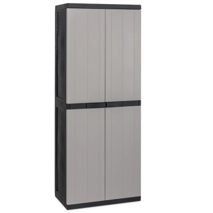 Armadio da esterno alto Bios Midi in plastica 2 ante 3 ripiani 65x37x165 cm Armadio da esterno alto Bios Midi in plastica 2 ante 3 ripiani 65x37x165 cm