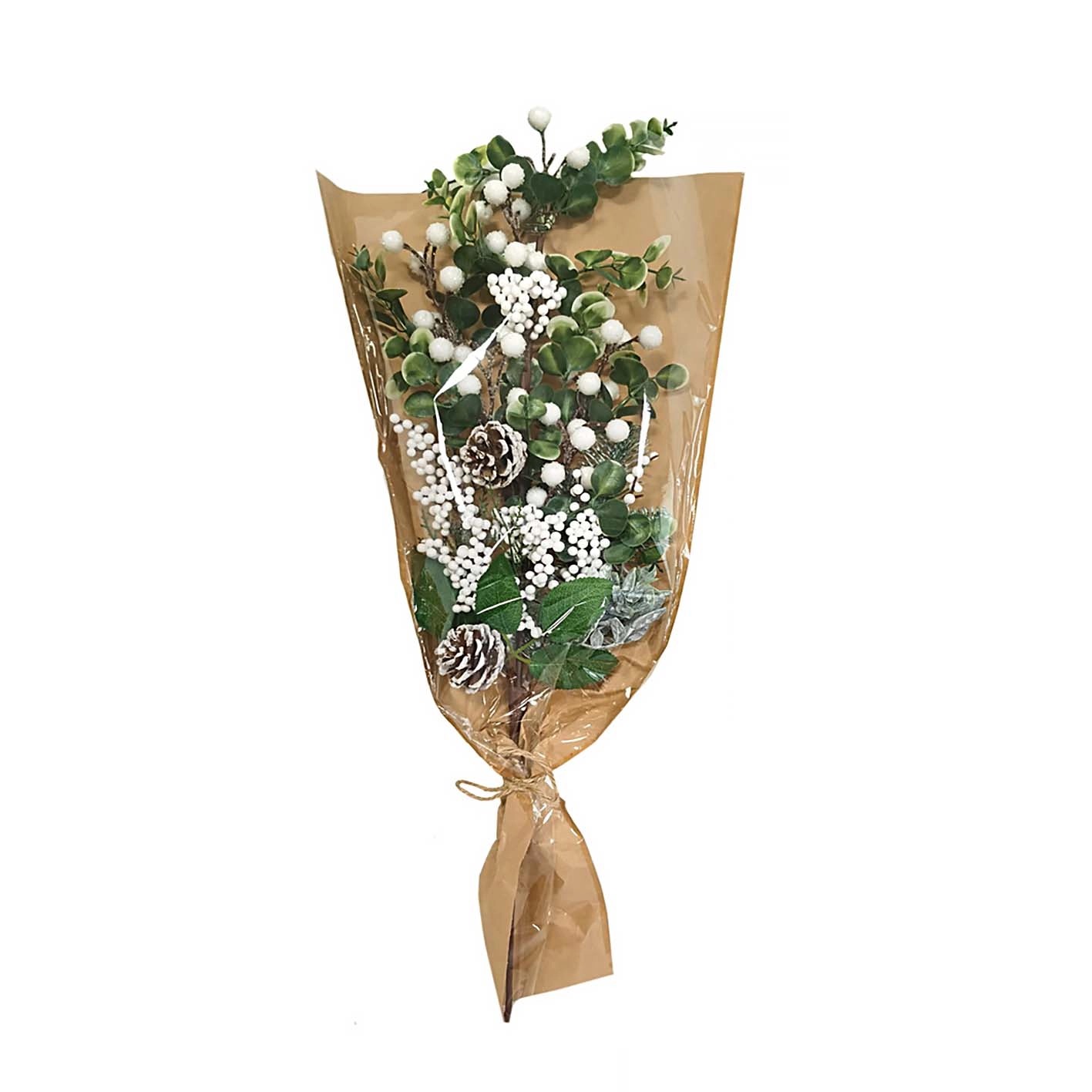 Puntale per Albero di Natale pigne e bacche plastica H 62cm bianco Puntale per Albero di Natale pigne e bacche plastica H 62cm bianco