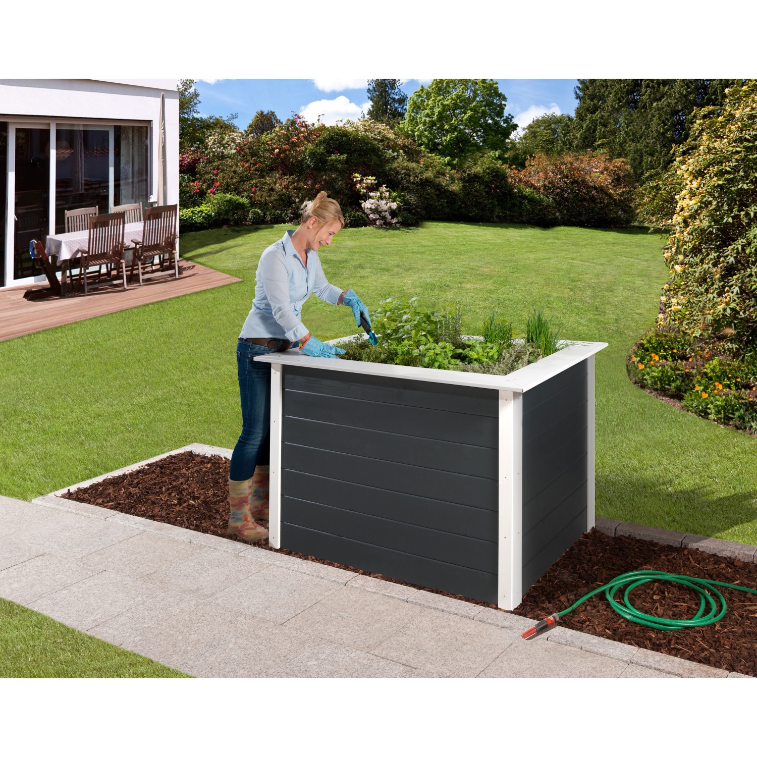 Aiuola rialzata Floris 120x80x81 cm antracite - bianco Aiuola rialzata Floris 120x80x81 cm antracite - bianco