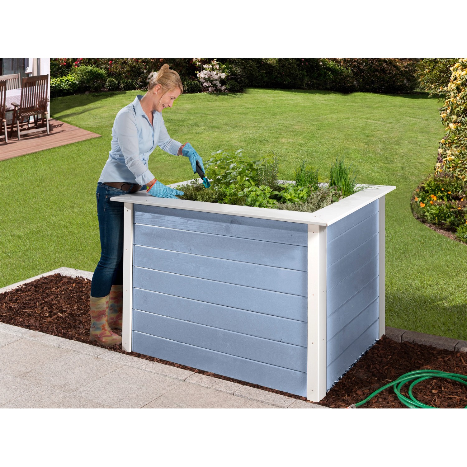 Aiuola rialzata Floris 120x80x81 cm grigio - bianco Aiuola rialzata Floris 120x80x81 cm grigio - bianco