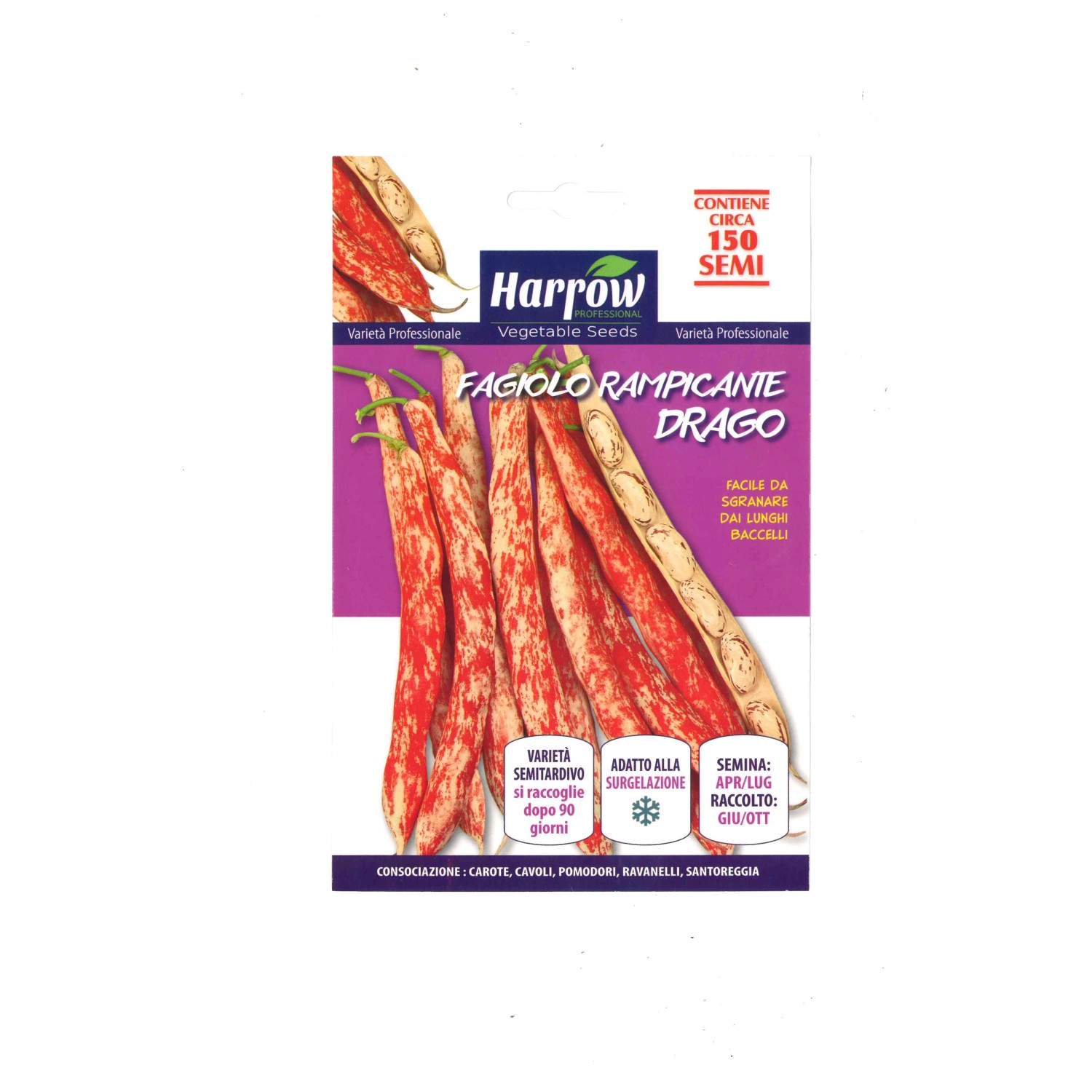 Semi orto Harrow Fagiolo Borlotto Drago 150 Semi orto Harrow Fagiolo Borlotto Drago 150