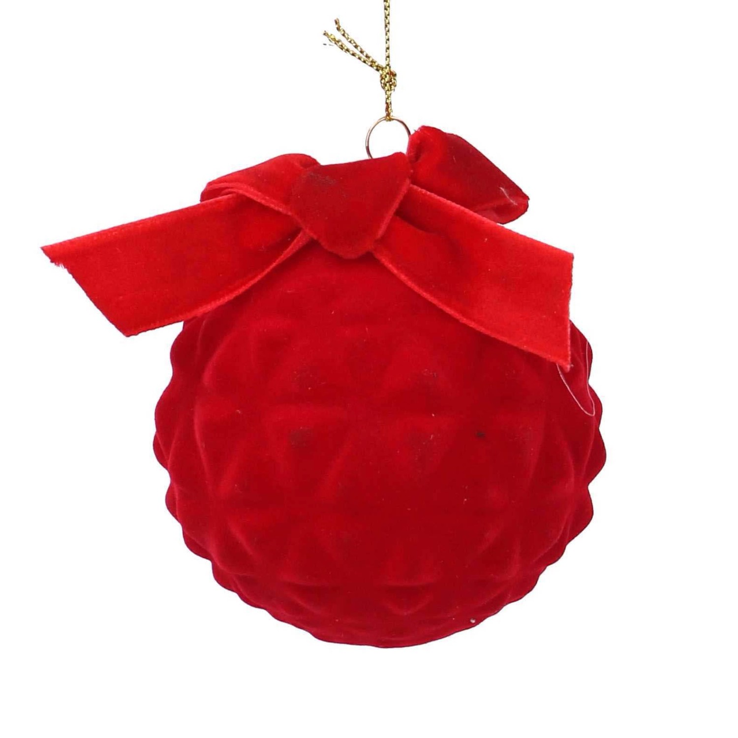 Pallina di Natale in vetro con fiocco rosso Ø8xh8 cm Pallina di Natale in vetro con fiocco rosso Ø8xh8 cm