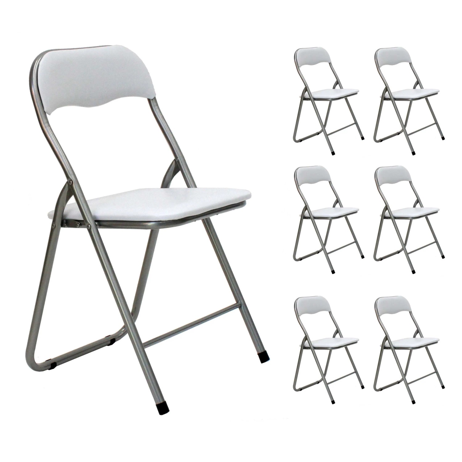 Set 6 sedie pieghevoli in acciaio imbottite Bianco 45x45x45/80 cm Set 6 sedie pieghevoli in acciaio imbottite Bianco 45x45x45/80 cm