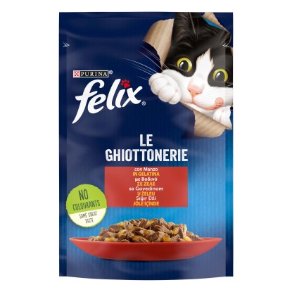 Cibo umido per gatti Felix Le Ghiottonerie al manzo 85 g Cibo umido per gatti Felix Le Ghiottonerie al manzo 85 g