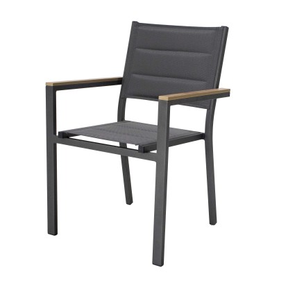 Sedia da giardino impilabile con braccioli Santorini in alluminio antracite Sedia da giardino impilabile con braccioli Santorini in alluminio antracite