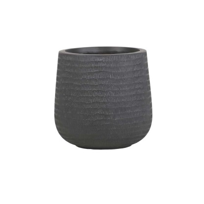 Vaso per piante rotondo in fibra di argilla 30x30x29 cm grigio scuro Vaso per piante rotondo in fibra di argilla 30x30x29 cm grigio scuro