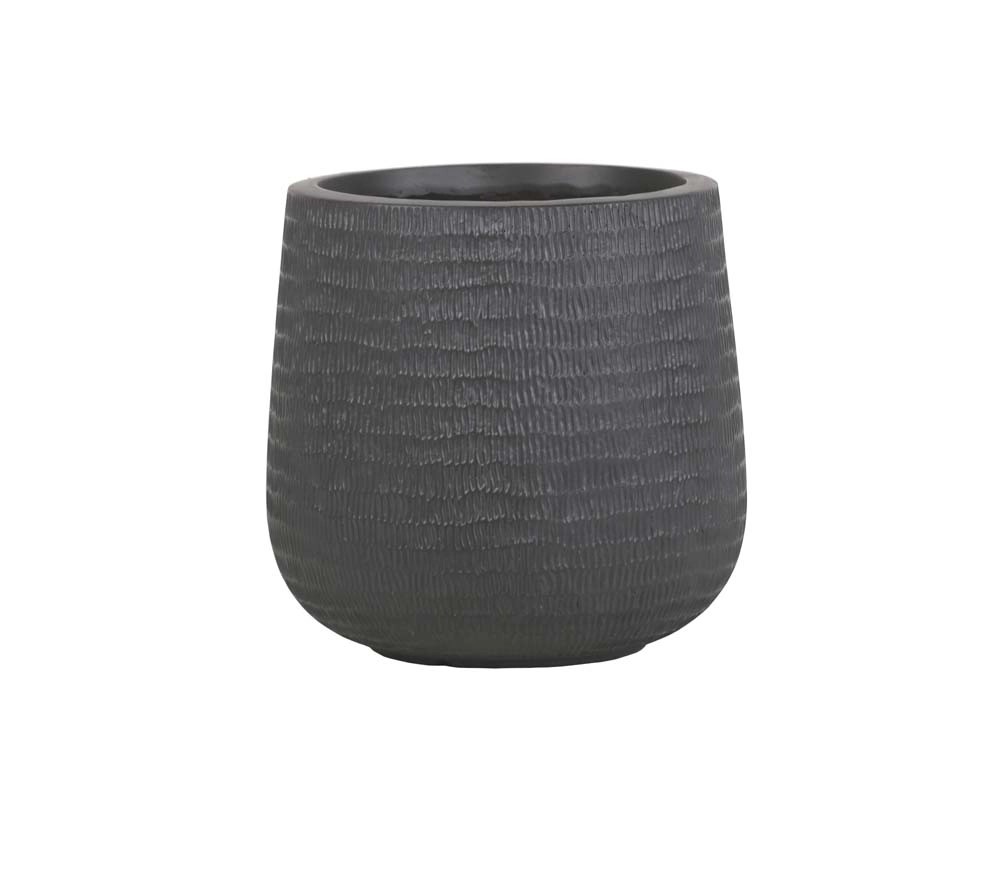 Vaso per piante rotondo in fibra di argilla 30x30x29 cm grigio scuro Vaso per piante rotondo in fibra di argilla 30x30x29 cm grigio scuro