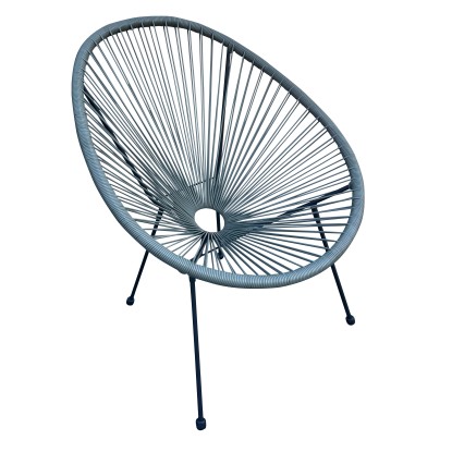 Poltrona da giardino in rattan sintetico e acciaio grigio Poltrona da giardino in rattan sintetico e acciaio grigio