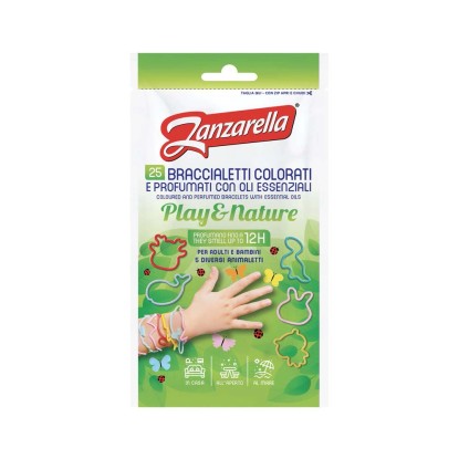 Antizanzare braccialetti Zanzarella colorati e profumati Play & nature 25 pz Antizanzare braccialetti Zanzarella colorati e profumati Play & nature 25 pz