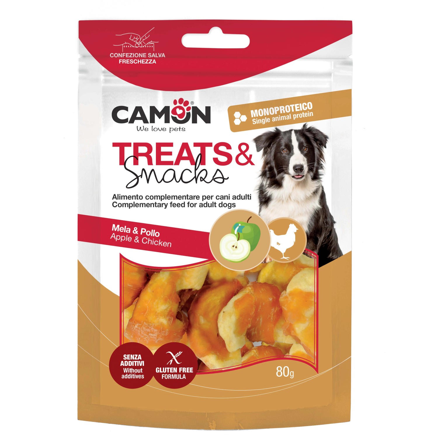 Snack per cani Camon Pollo e Mela 80 g Snack per cani Camon Pollo e Mela 80 g