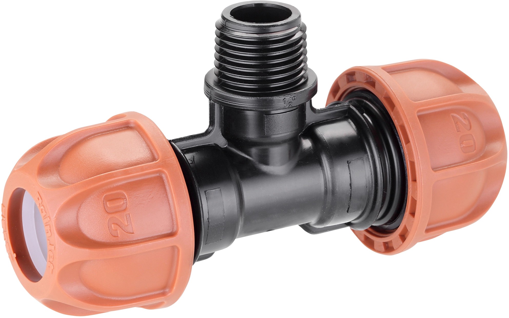 Claber raccordo a T Ø 20 mm filetto 13 mm (1/2")M Claber raccordo a T Ø 20 mm filetto 13 mm (1/2")M