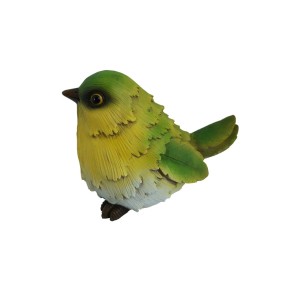 Statuetta decorativa a forma di uccellino verde seduto, 15,5 cm, per giardino e balcone.