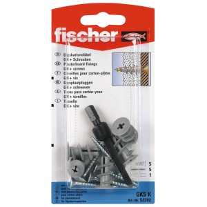 Fischer tasselli per cartongesso GKS K con viti e strumento di montaggio, 5 pezzi.
