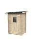 Casetta in legno Argenta 146x98 cm in abete chiaro con porta, finestra e tetto in ardesia scura. Ideale come ripostiglio.