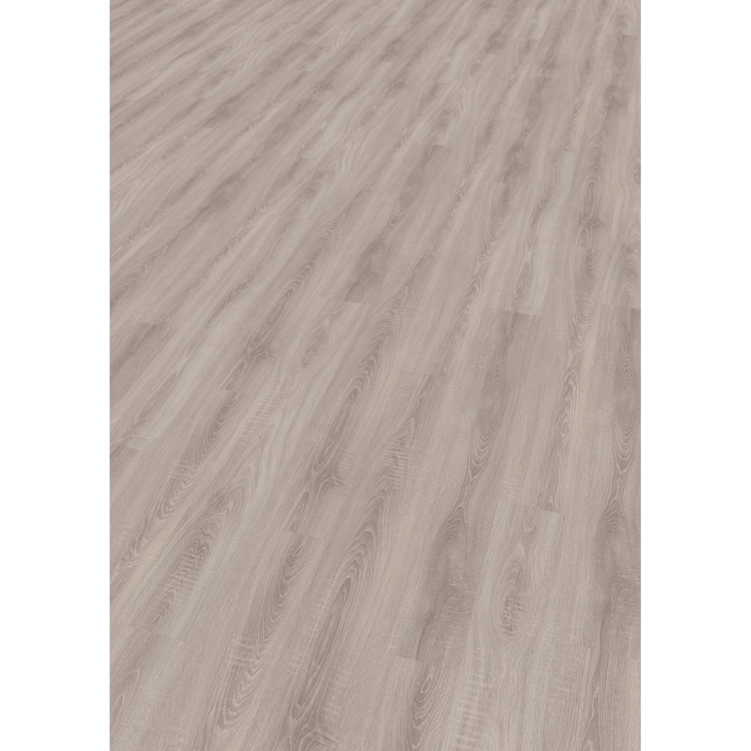 Pavimento in laminato chiaro con design in legno di rovere anticato e struttura percepibile per spazi abitativi e commerciali.