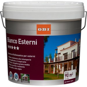 Secchio di pittura per esterni bianca OBI, adatta per facciate e aree esterne.