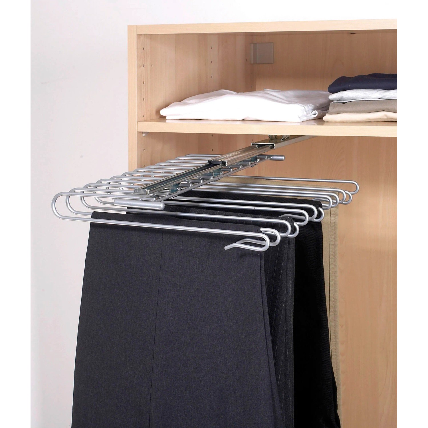 Appendiabiti Estraibile HINOSI Da Soffitto, In Alluminio, 45 Cm, Per Armadio, Salvaspazio, Grigio