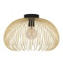 Plafoniera t.b.t. dorata con rete metallica decorativa e lampadina.