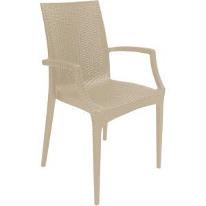 Sedia da giardino t.b.t. beige con braccioli effetto rattan.