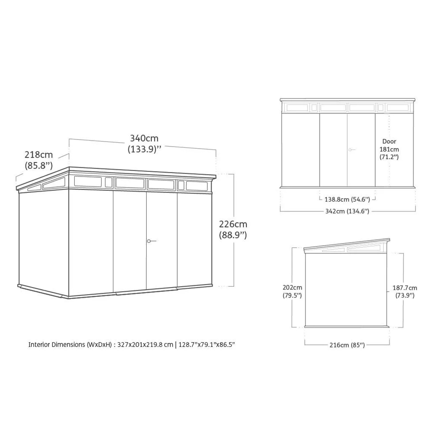Casetta da giardino in plastica Keter Pent sp. 20 mm marrone chiaro 7,4 m²_3