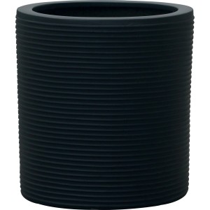 Vaso per piante nero a coste per interni ed esterni.