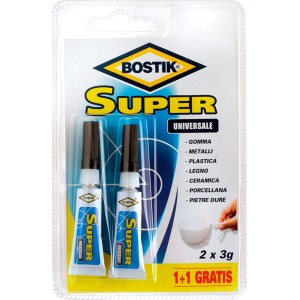 Bostik Super Universale, 2 tubetti da 3g in blister. Ideale per incollare diversi materiali.