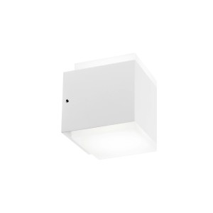 Applique LED t.b.t. bianca a forma di cubo per montaggio a parete.