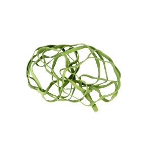 Oggetto astratto di corda verde, adatto come decorazione o per lavori di bricolage.