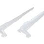 Due staffe angolari bianche a un foro, 28 cm, per mensole e costruzione di mobili.